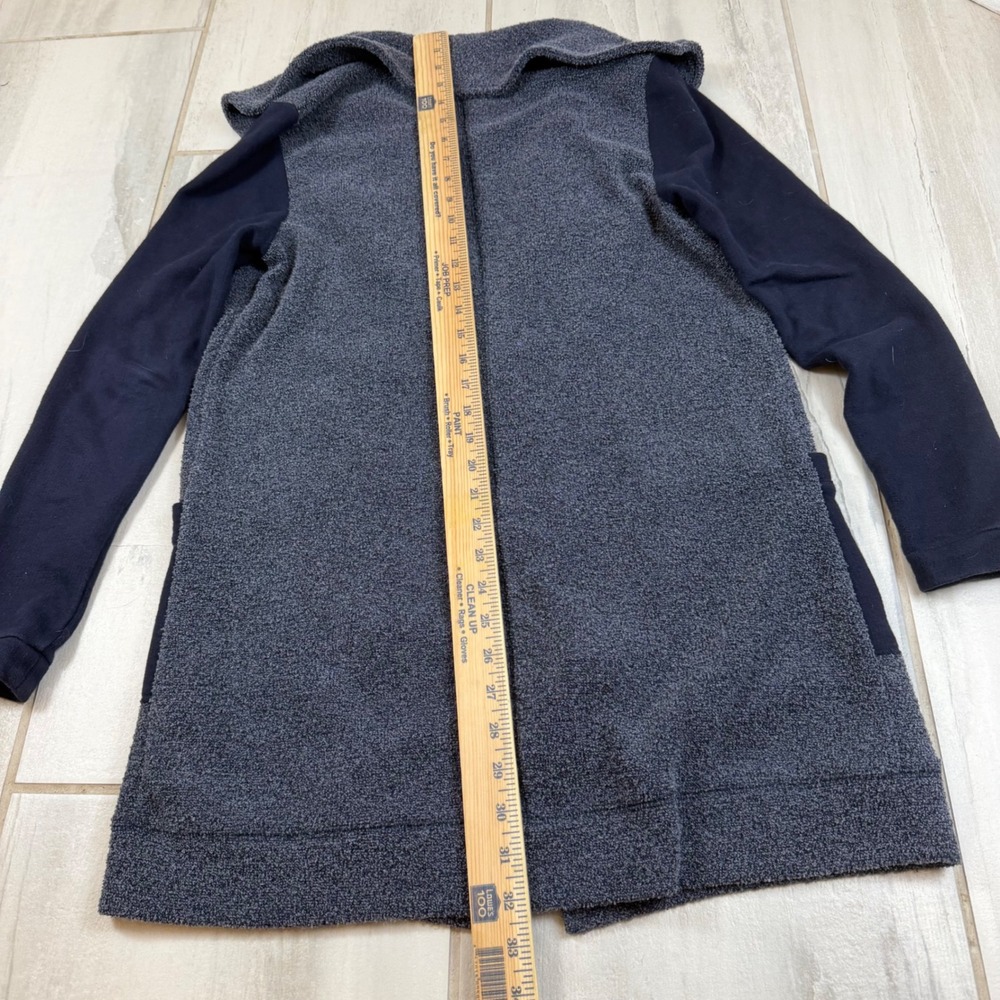 Saturday Sunday Anthropologie Mixed Media Boucle Open Cardigan Navy Grey Small - Picture 7 of 9